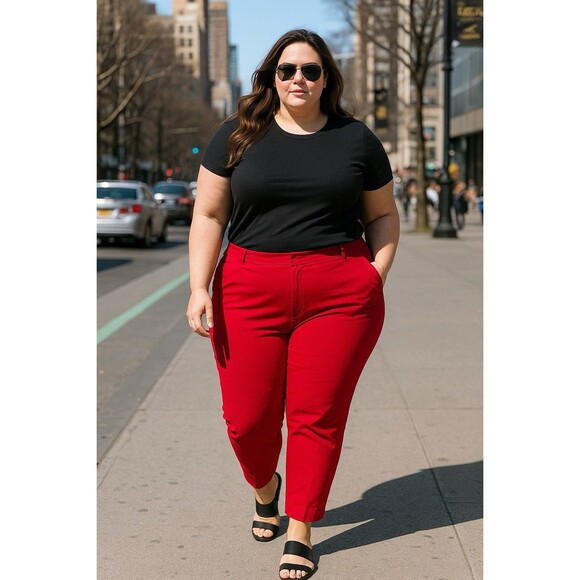 Anne Klein Pants - Anne Klein Dress Pants Red Comfort Knit Womens Sz 16 Straight Leg